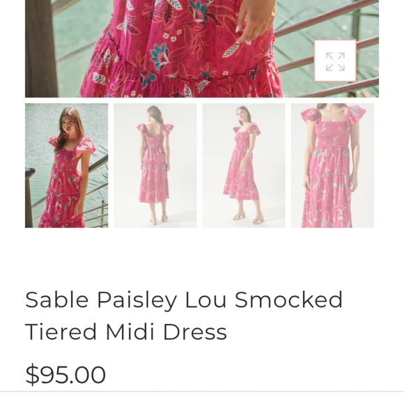 Sugarlips Pink Smocked Flutter Sleeve Sundress size XS - Picture 5 of 15